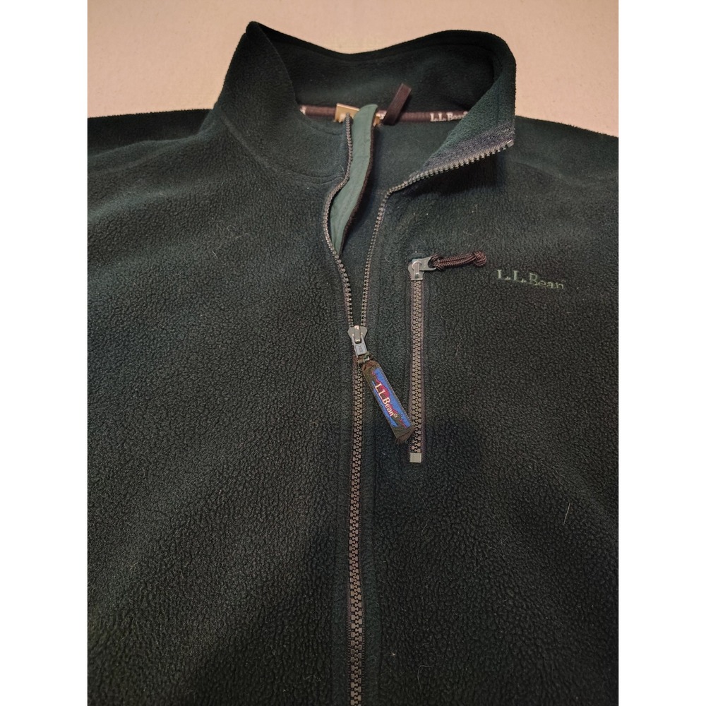 LL Bean Fleece Jacket Full Zip Dark Green Men's Casual Outdoor Warm Layer XXL HH - Picture 3 of 8